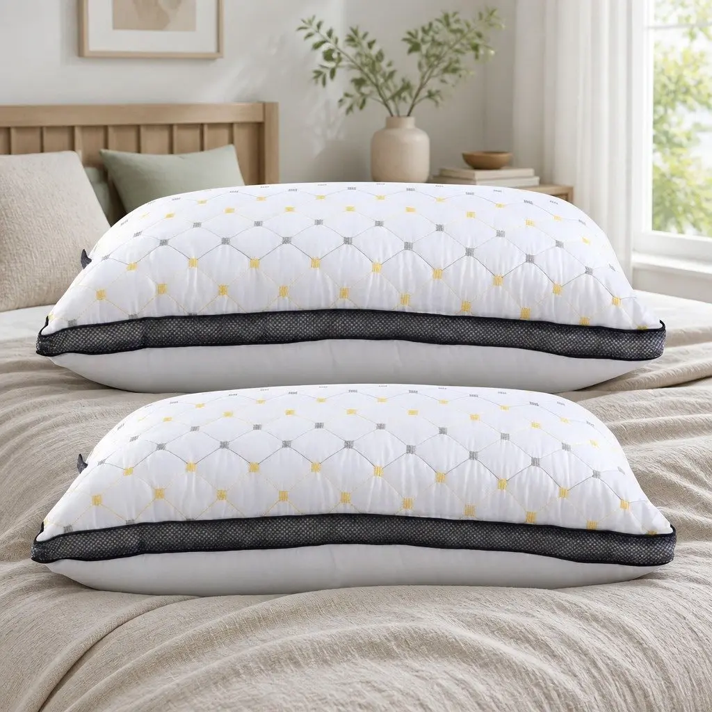 Microfibre Pillow 2 Pack White Soft Filling Bedroom Comfort Support All Sleep