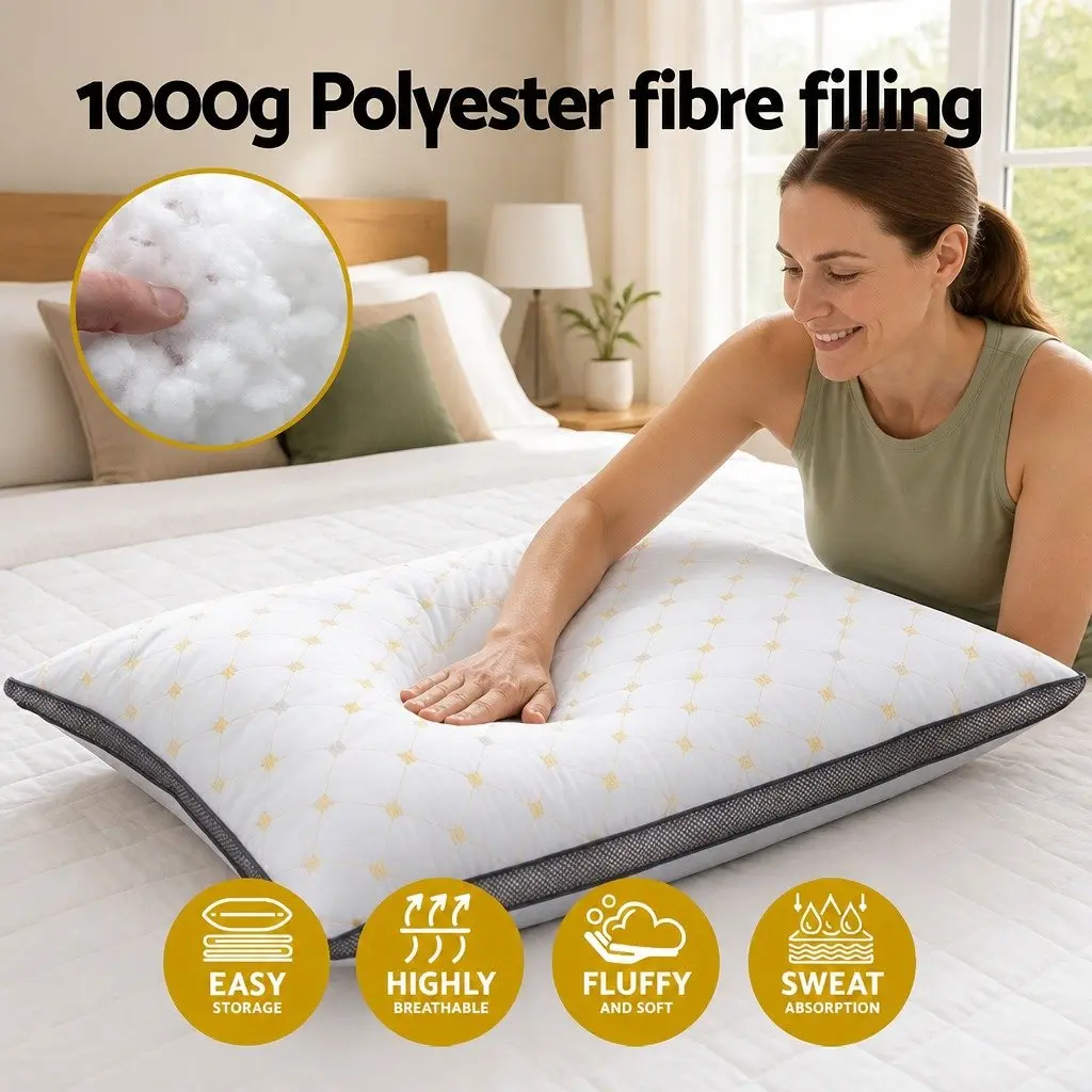 Microfibre Pillows White 4 Pack Soft Filling Support All Sleep Positions Bedroom