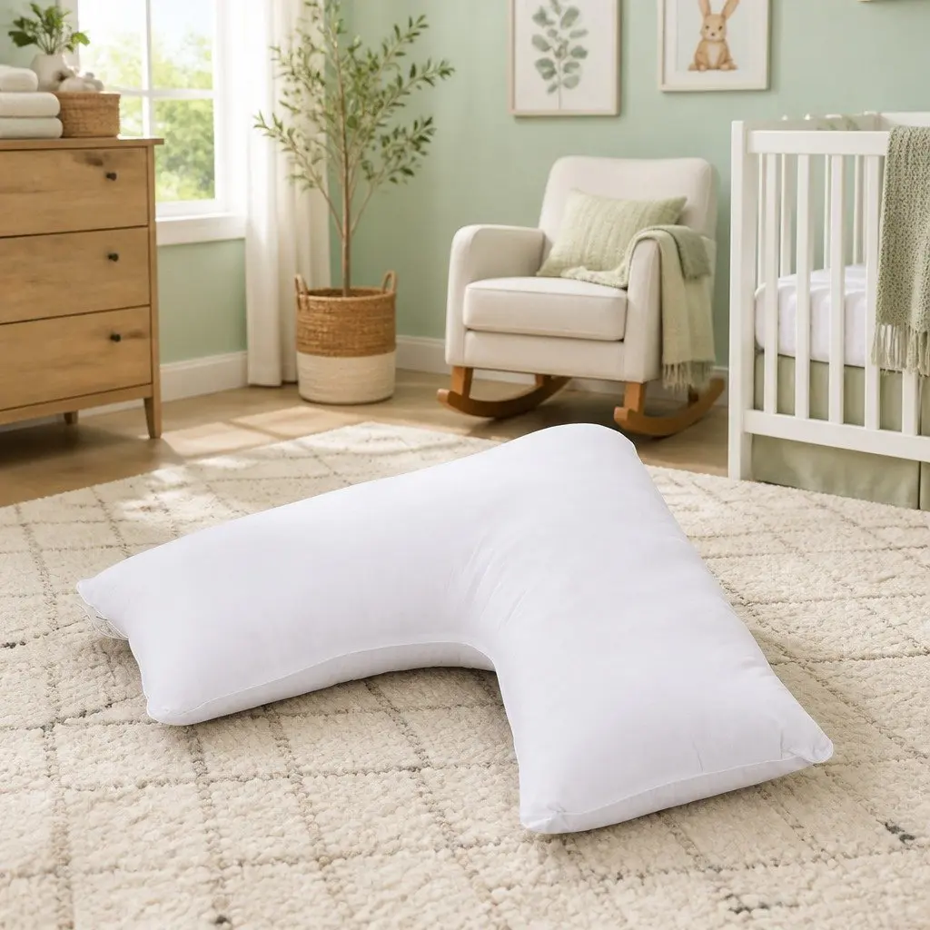 V Shape Body Pillow Boomerang Nursing Cushion Support 58 x 35 x 18cm White