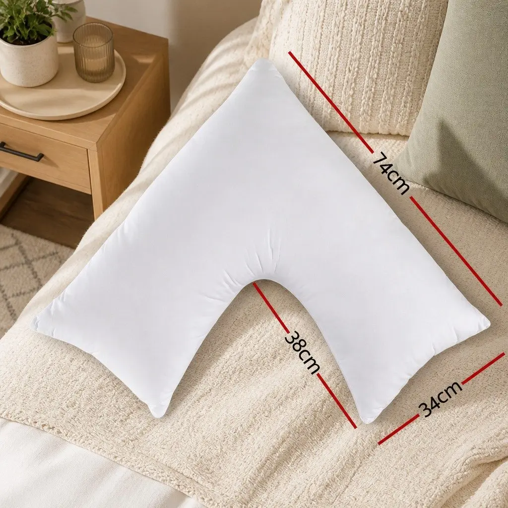 V Shape Body Pillow Boomerang Nursing Cushion Support 58 x 35 x 18cm White