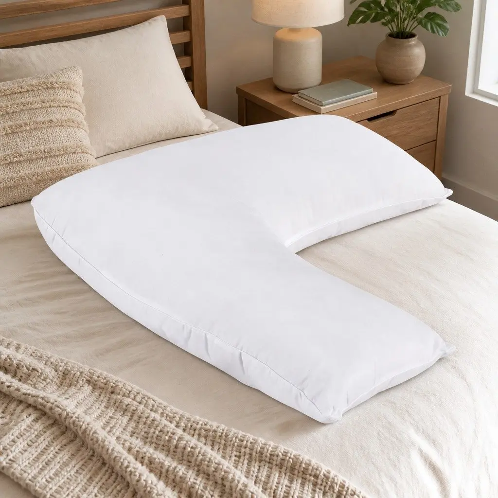 V Shape Body Pillow Boomerang Nursing Cushion Support 58 x 35 x 18cm White