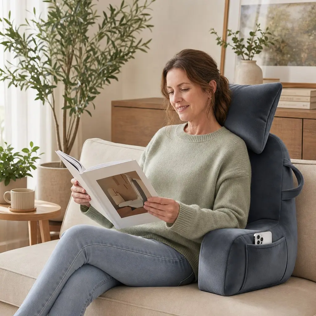 Reading Pillow for Home Lounging in Grey