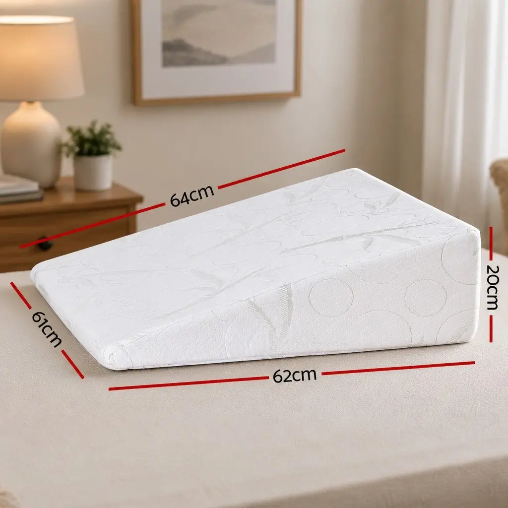 Wedge Pillow Memory Foam Gel Cooling Ergonomic Support White Bamboo Cover