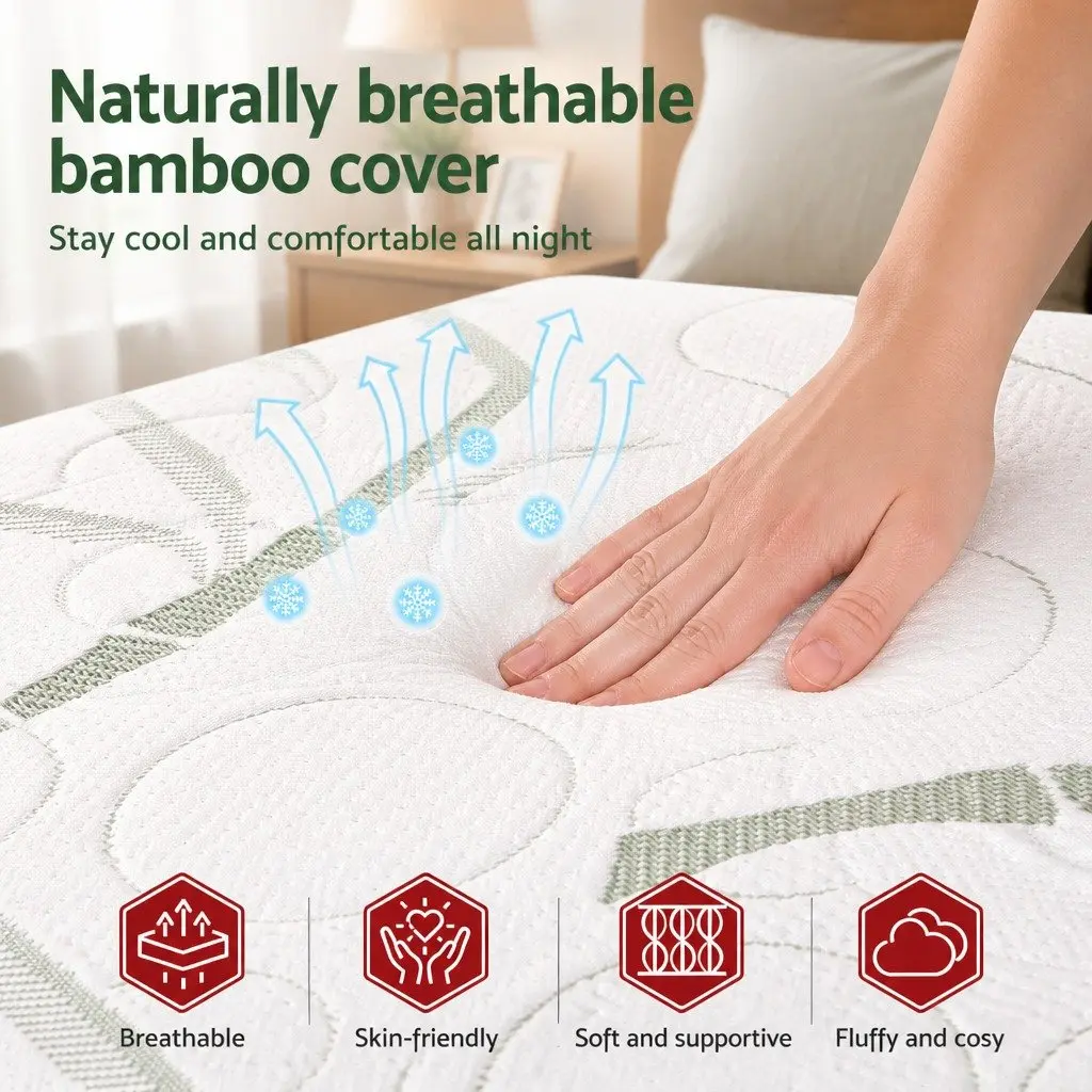Wedge Pillow Memory Foam Gel Cooling Ergonomic Support White Bamboo Cover