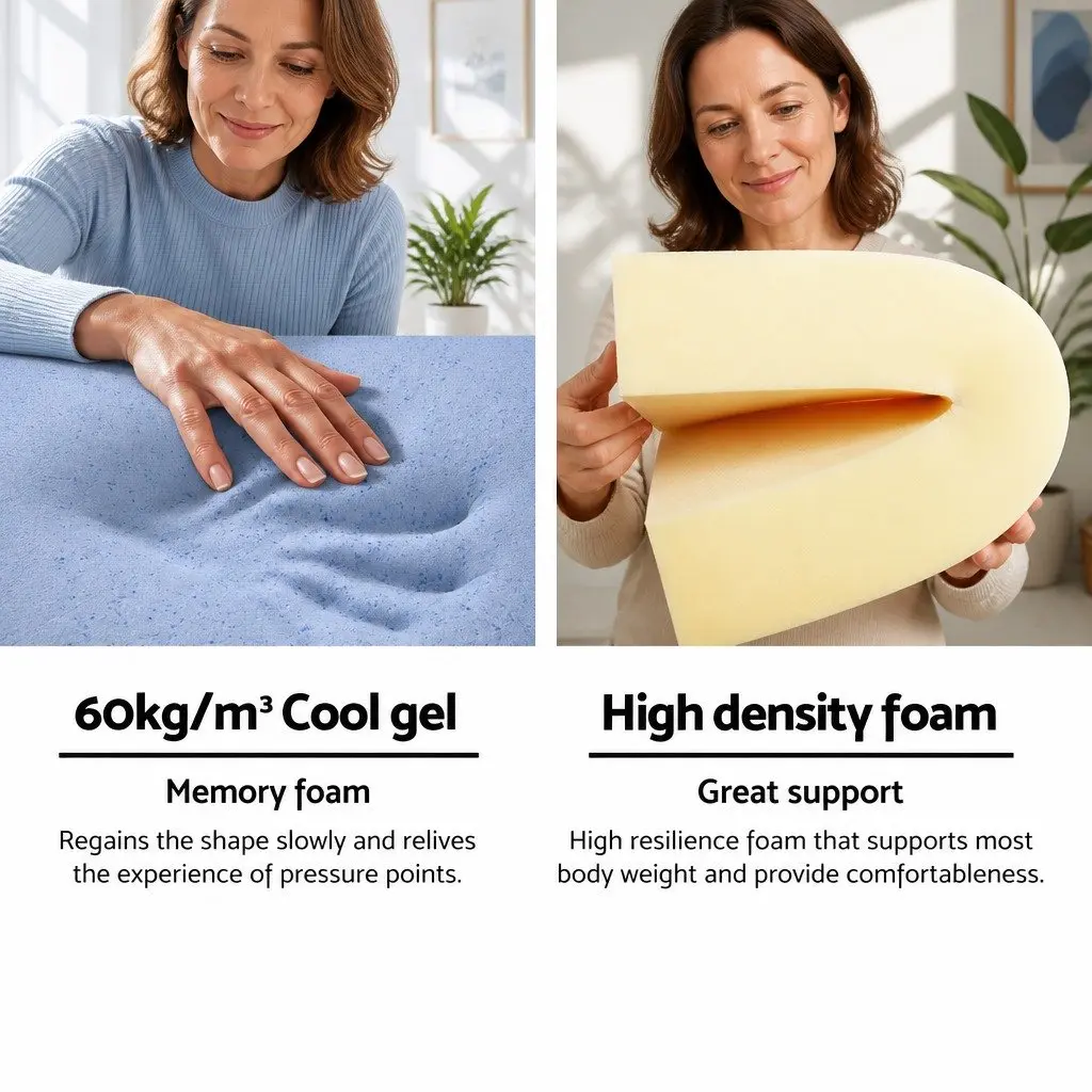 Memory Foam Bed Wedge Pillow 62x64x30cm Blue White Back Support for Upper Body and Legs