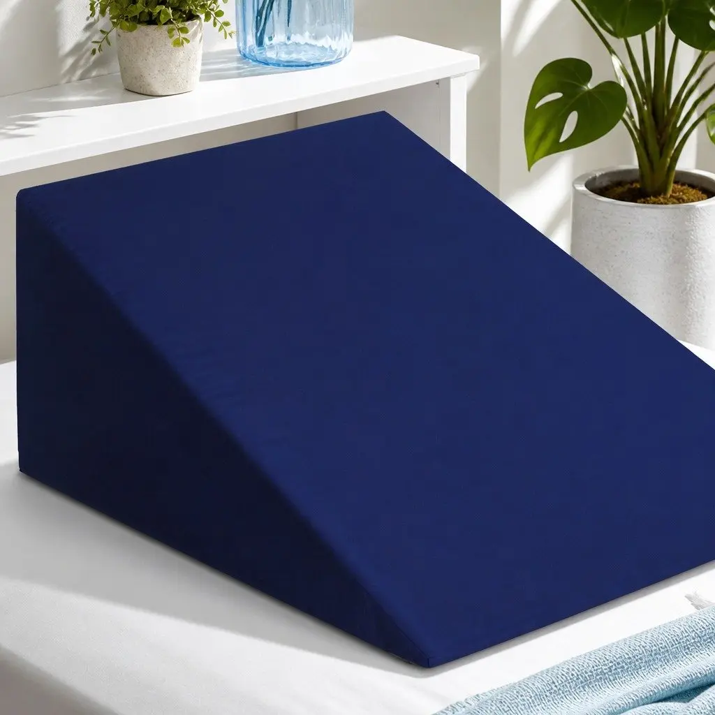 Wedge Pillow Memory Foam 62 x 64 x 30 cm Blue Twin Pack Bed Support Elevation Cushion