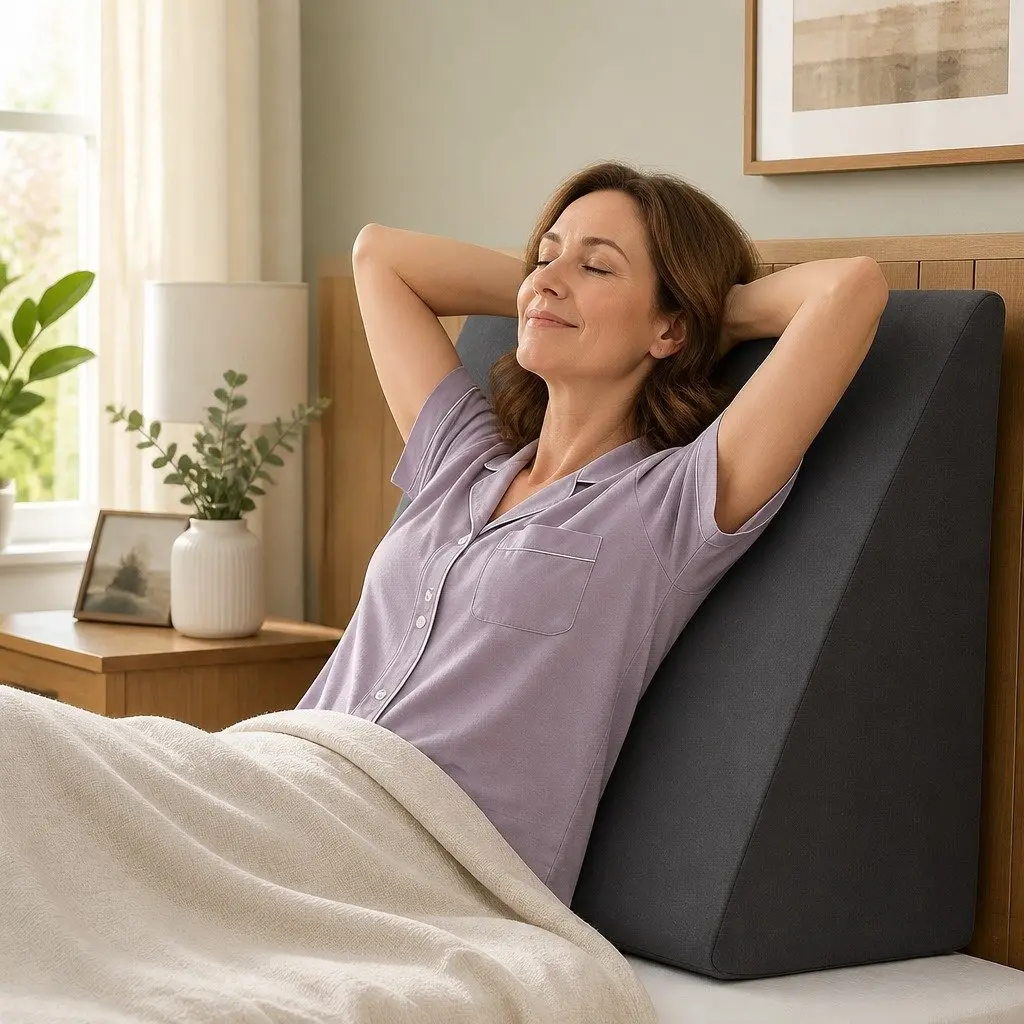 Grey Wedge Pillow for Sleeping and Reading