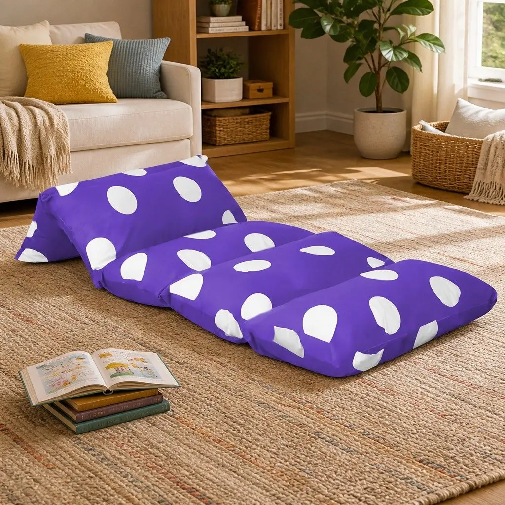 Kids Floor Lounger Pillow Cushion Large Purple Polyester 224cm x 81cm