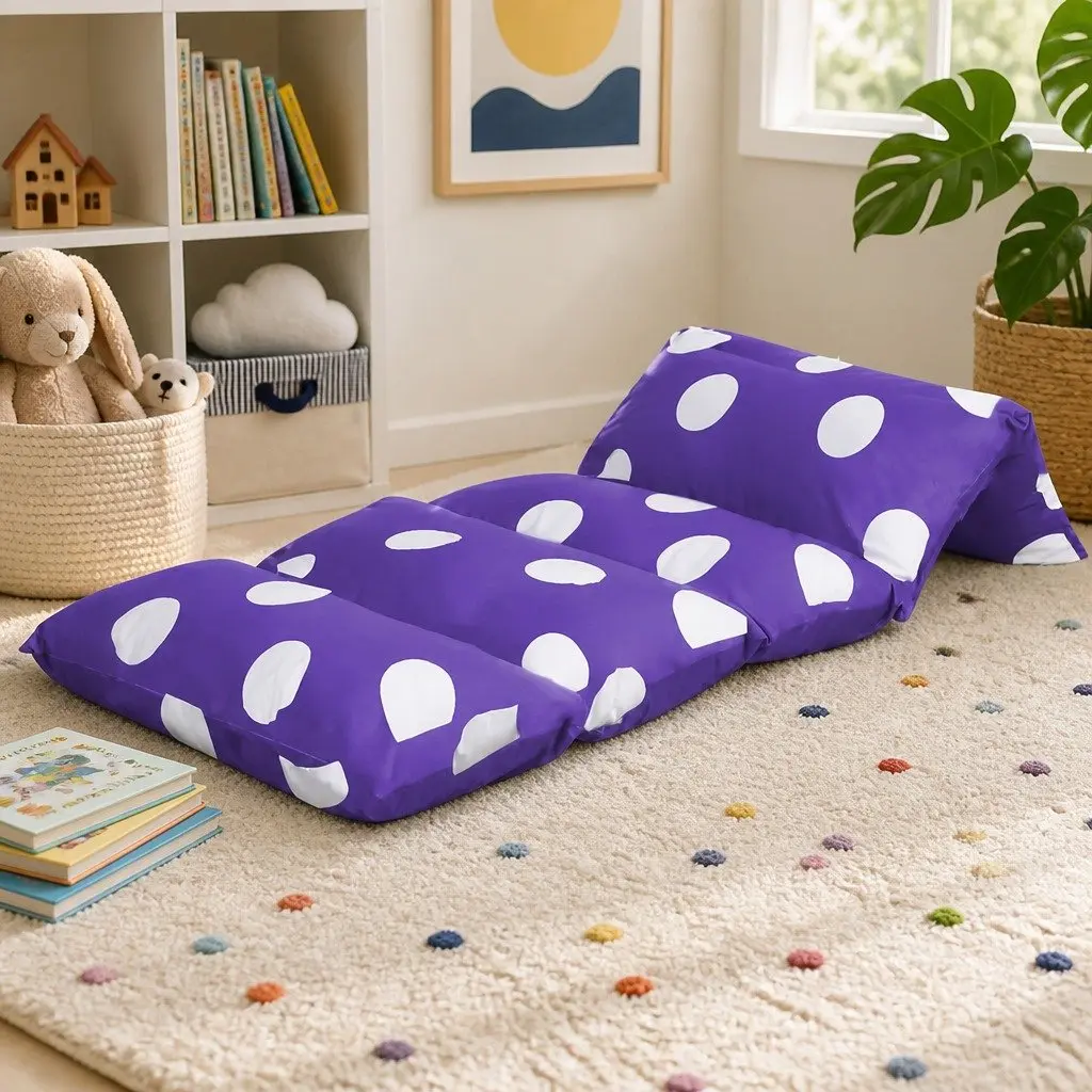 Kids Floor Lounger Pillow Cushion Large Purple Polyester 224cm x 81cm
