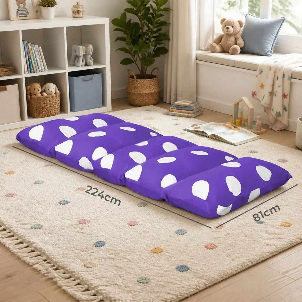 Kids Floor Lounger Pillow Cushion Large Purple Polyester 224cm x 81cm