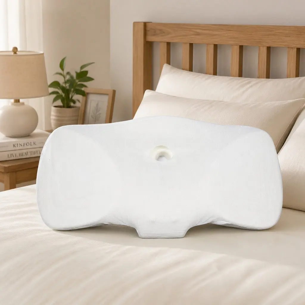 Memory Foam Pillow Ergonomic Neck Support Breathable Removable Cover Grey 67cm x 35cm