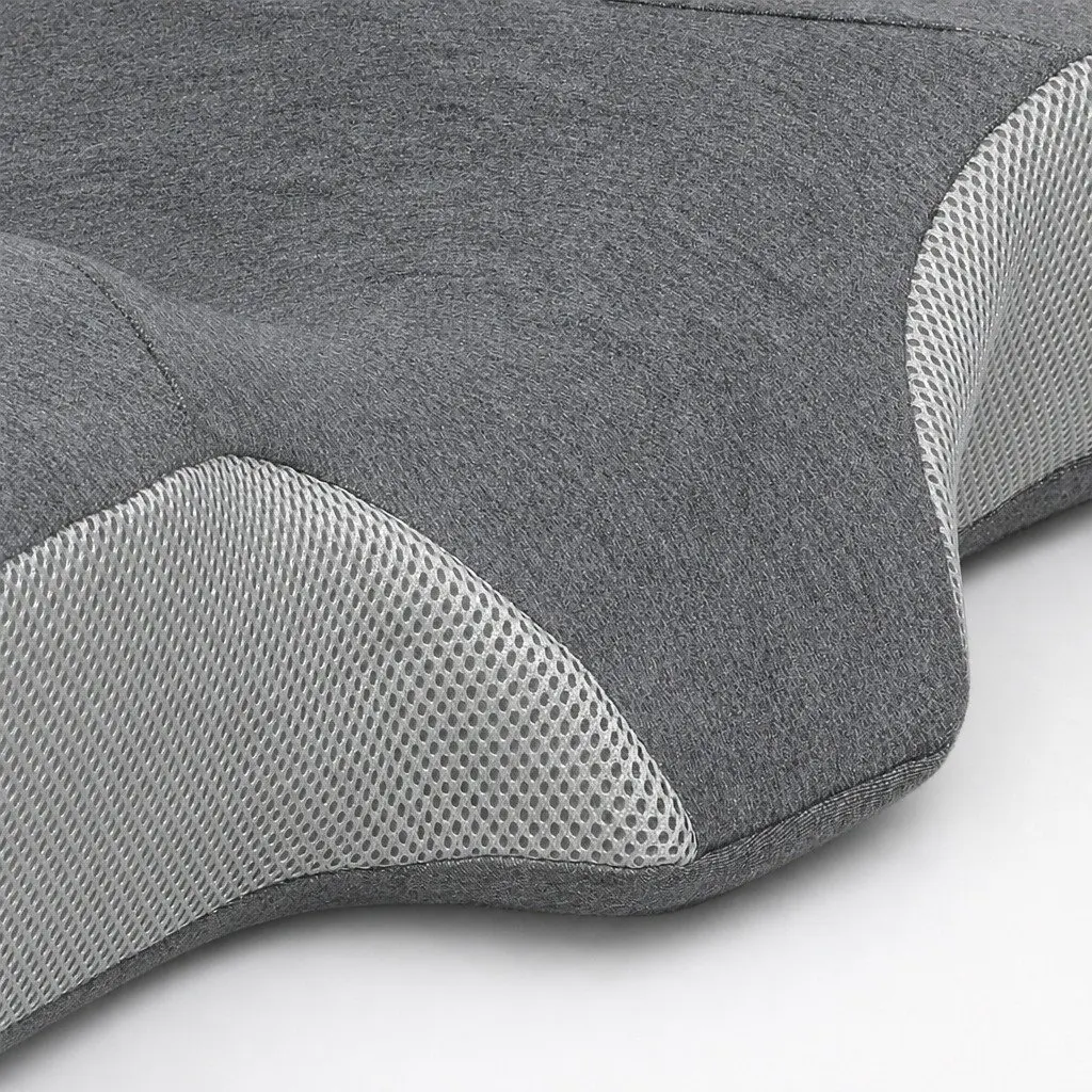 Memory Foam Pillow Ergonomic Neck Support Breathable Removable Cover Grey 67cm x 35cm