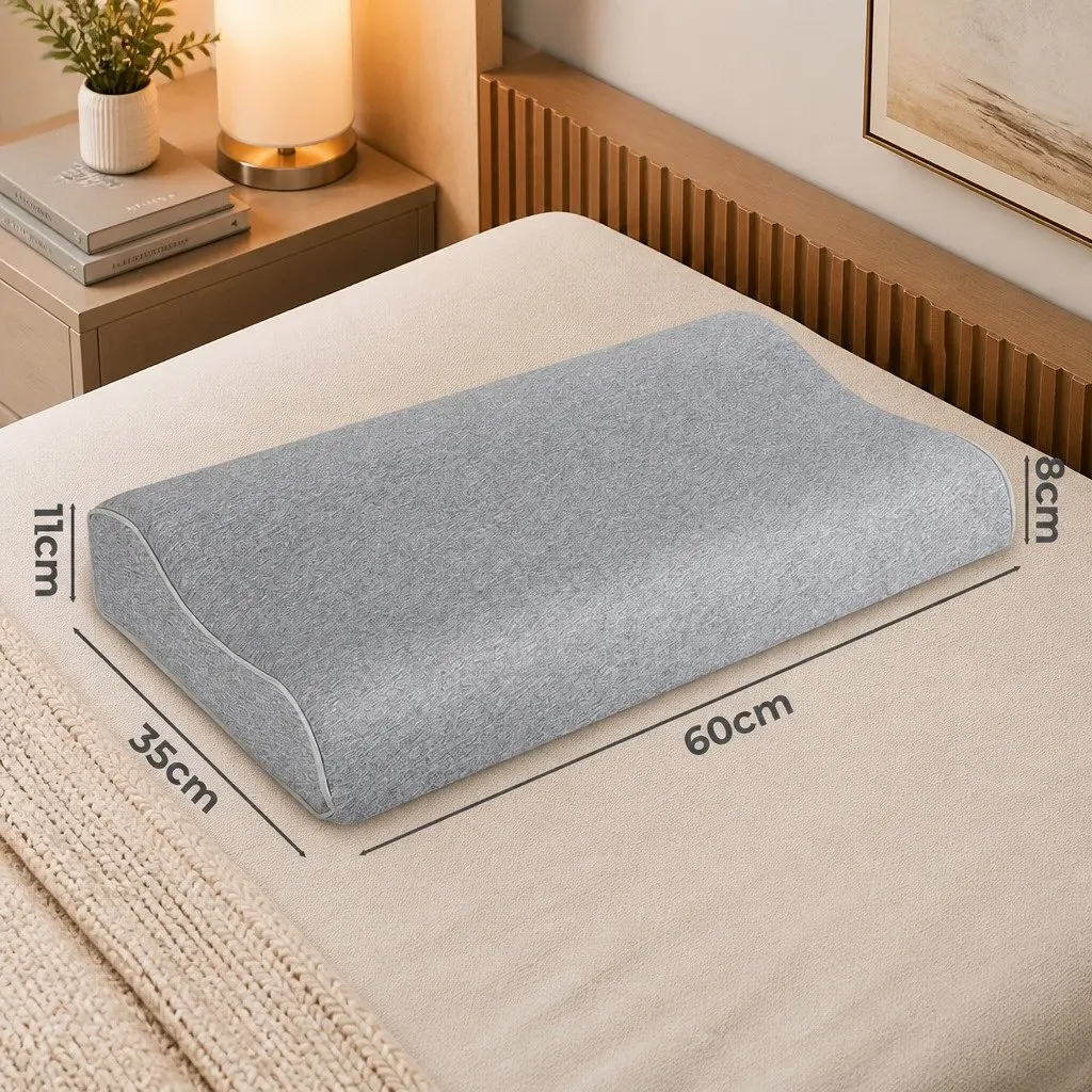 Memory Foam Pillow Pair Bamboo Charcoal Ergonomic Neck Support Grey