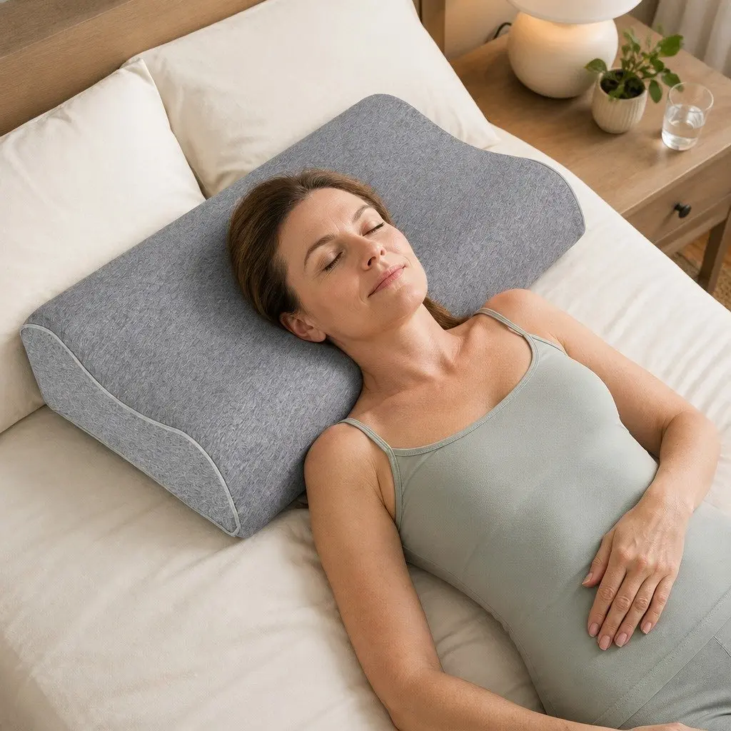 Memory Foam Pillow Pair Bamboo Charcoal Ergonomic Neck Support Grey