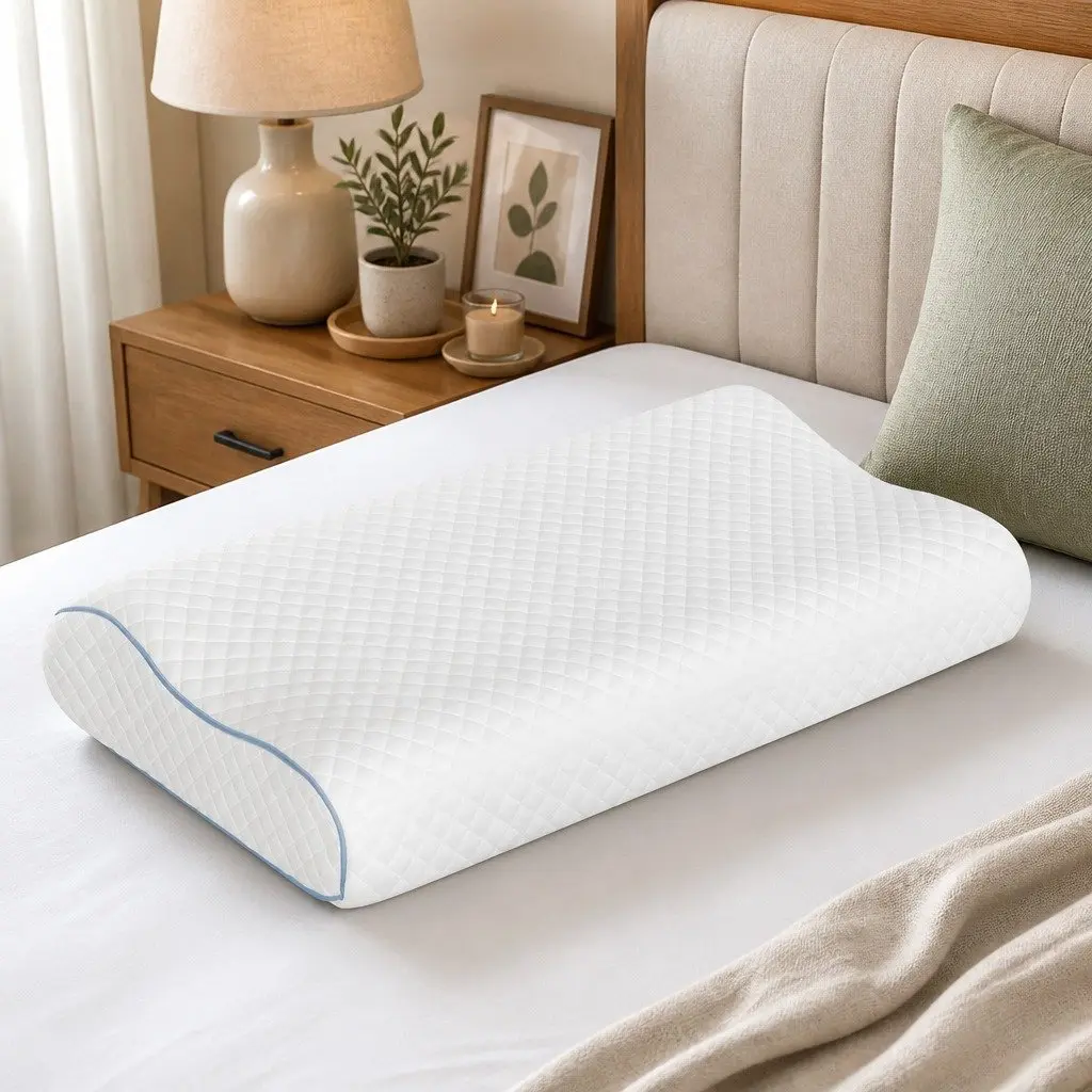 Memory Foam Pillow Pair Ergonomic Bamboo Charcoal 60cm x 35cm White
