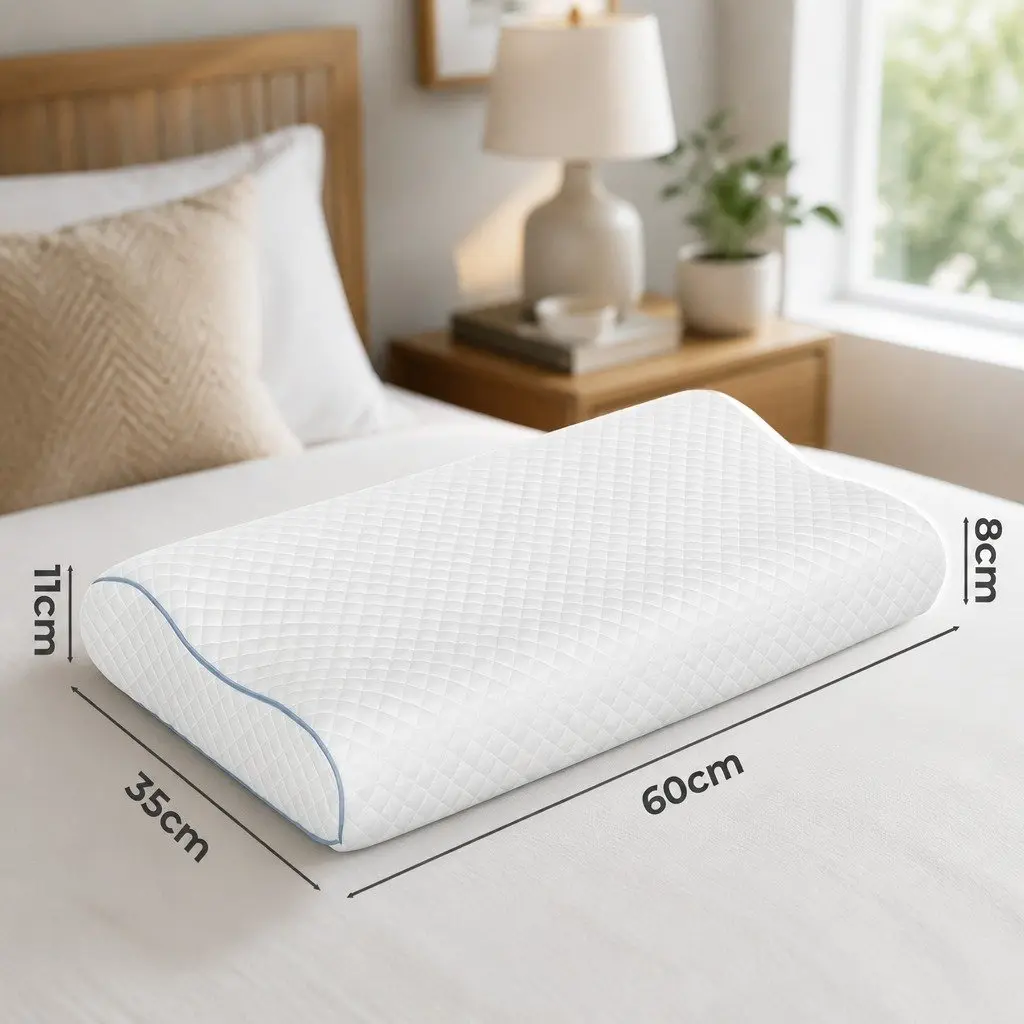 Memory Foam Pillow Pair Ergonomic Bamboo Charcoal 60cm x 35cm White