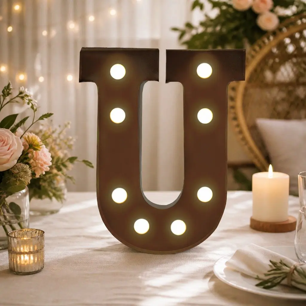 LED Metal Letter Lights Free Standing Alphabet and Numbers Warm Glow for Home Decor Weddings Parties