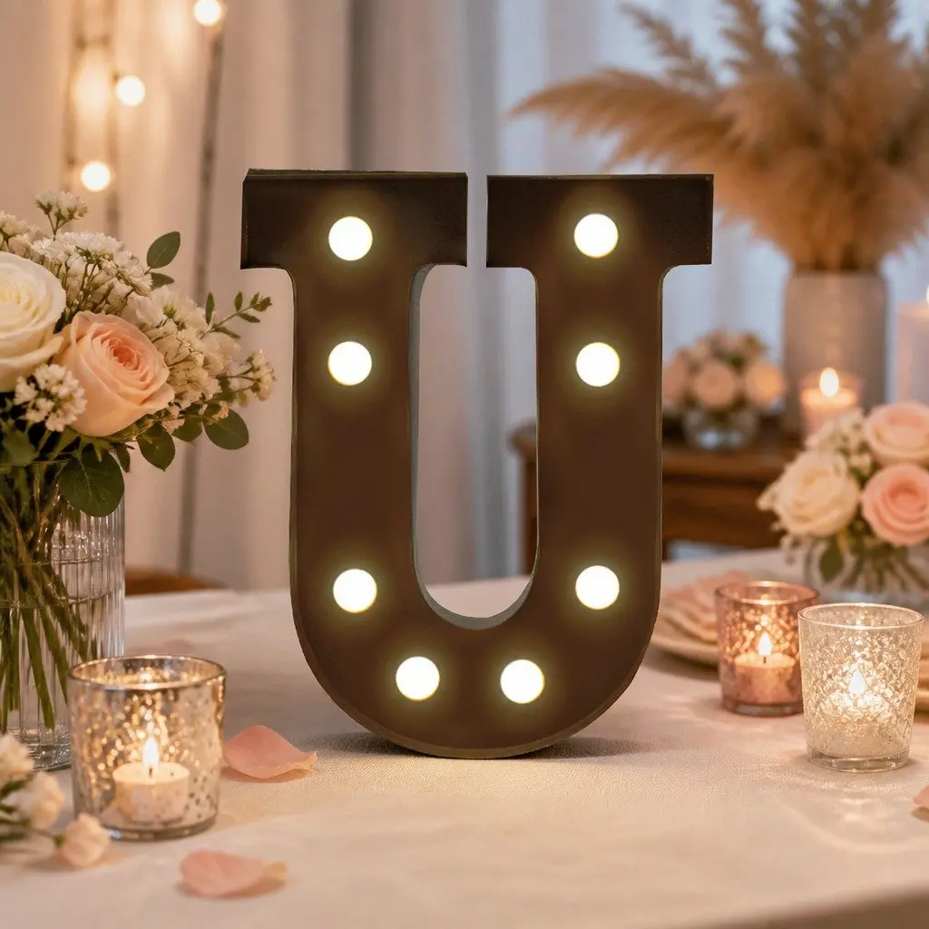 LED Metal Letter Lights Free Standing Alphabet and Numbers Warm Glow for Home Decor Weddings Parties