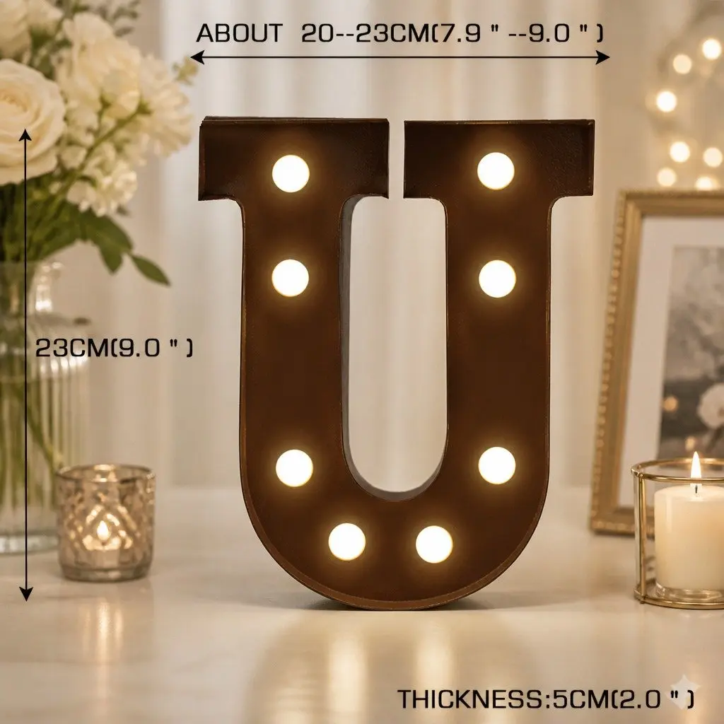 LED Metal Letter Lights Free Standing Alphabet and Numbers Warm Glow for Home Decor Weddings Parties