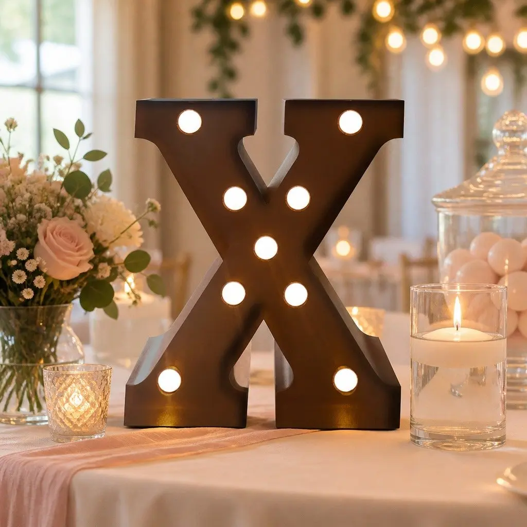 LED Free Standing Marquee Alphabet Number Lights Metal Home Decor