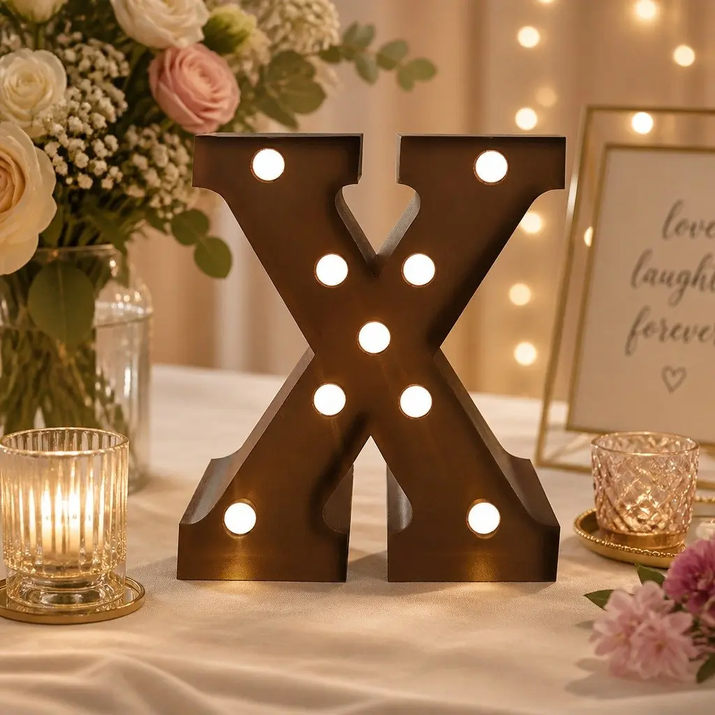 LED Free Standing Marquee Alphabet Number Lights Metal Home Decor