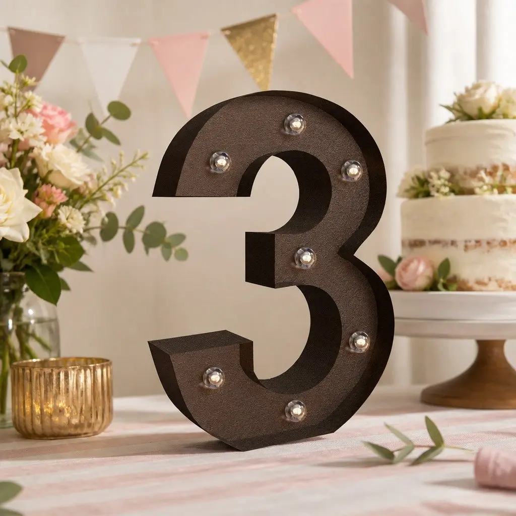 LED Number Letter Lights Metal Free Standing Home Decoration Wedding Party