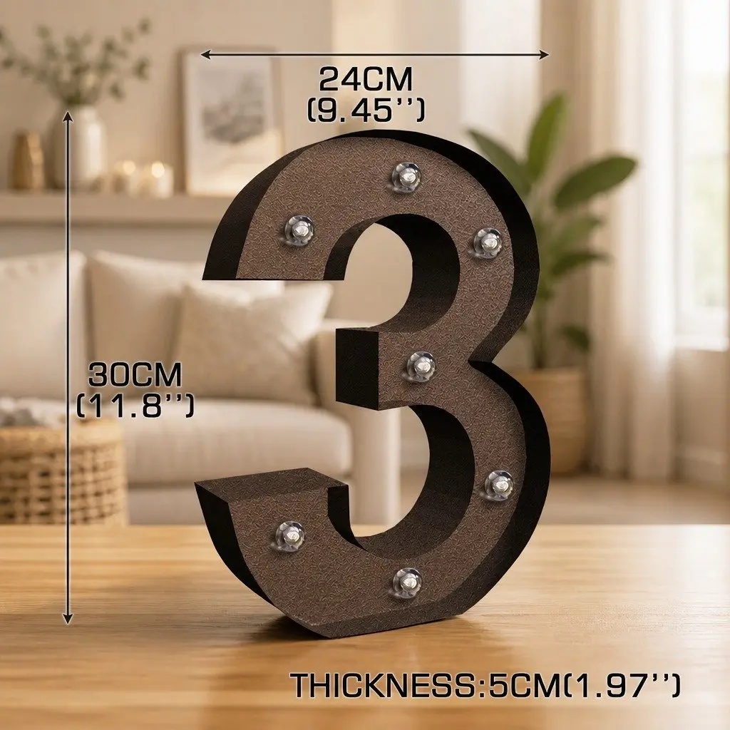 LED Number Letter Lights Metal Free Standing Home Decoration Wedding Party