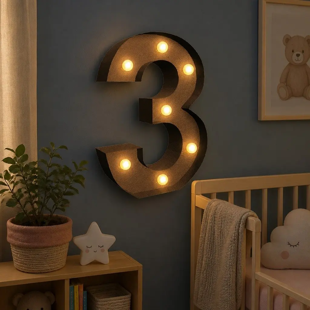 LED Number Letter Lights Metal Free Standing Home Decoration Wedding Party