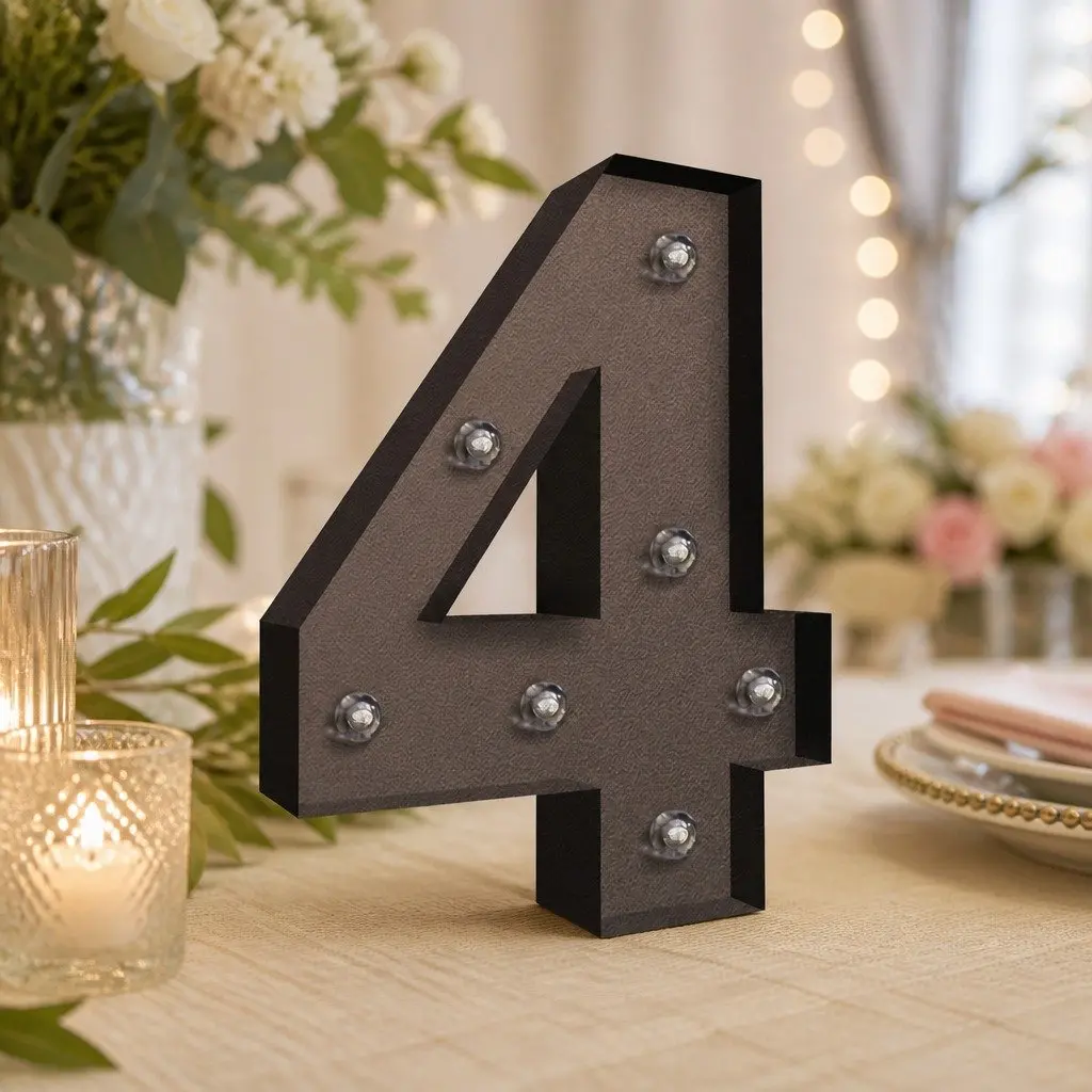 LED Number Light Metal Marquee Style Warm Glow Home Decoration Freestanding for Party Wedding