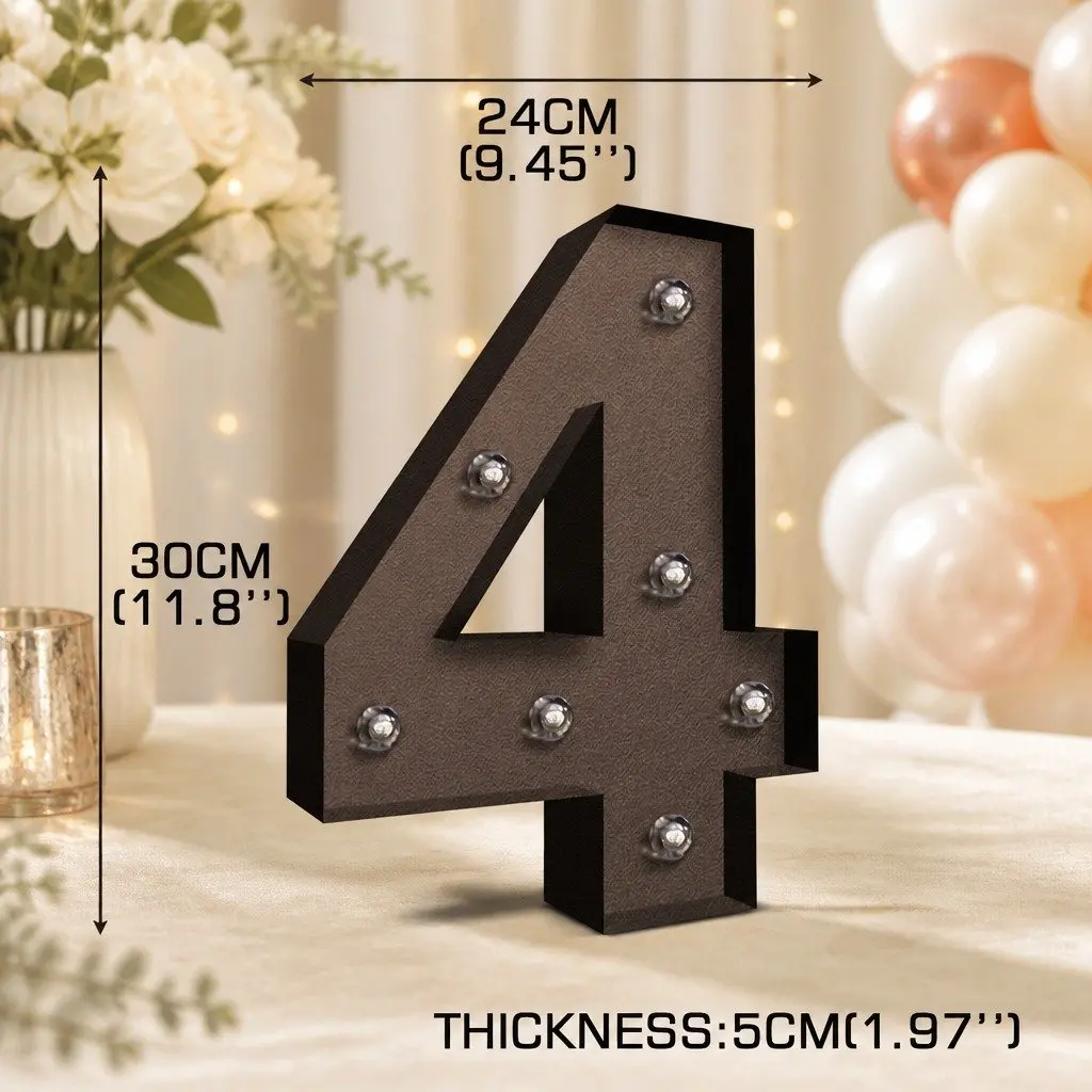 LED Number Light Metal Marquee Style Warm Glow Home Decoration Freestanding for Party Wedding
