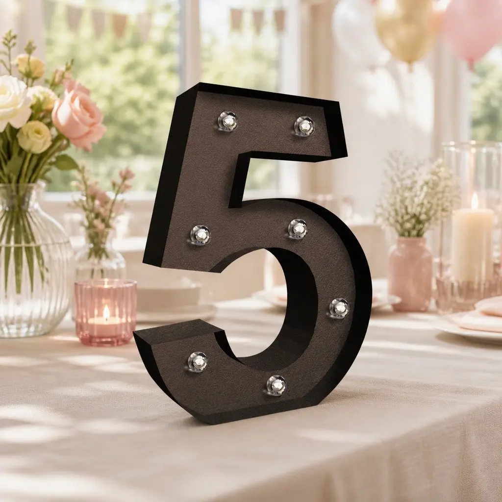 LED Metal Number Light Free Standing Marquee Display Warm Glow for Wedding Party Decoration
