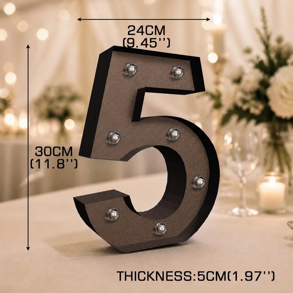 LED Metal Number Light Free Standing Marquee Display Warm Glow for Wedding Party Decoration