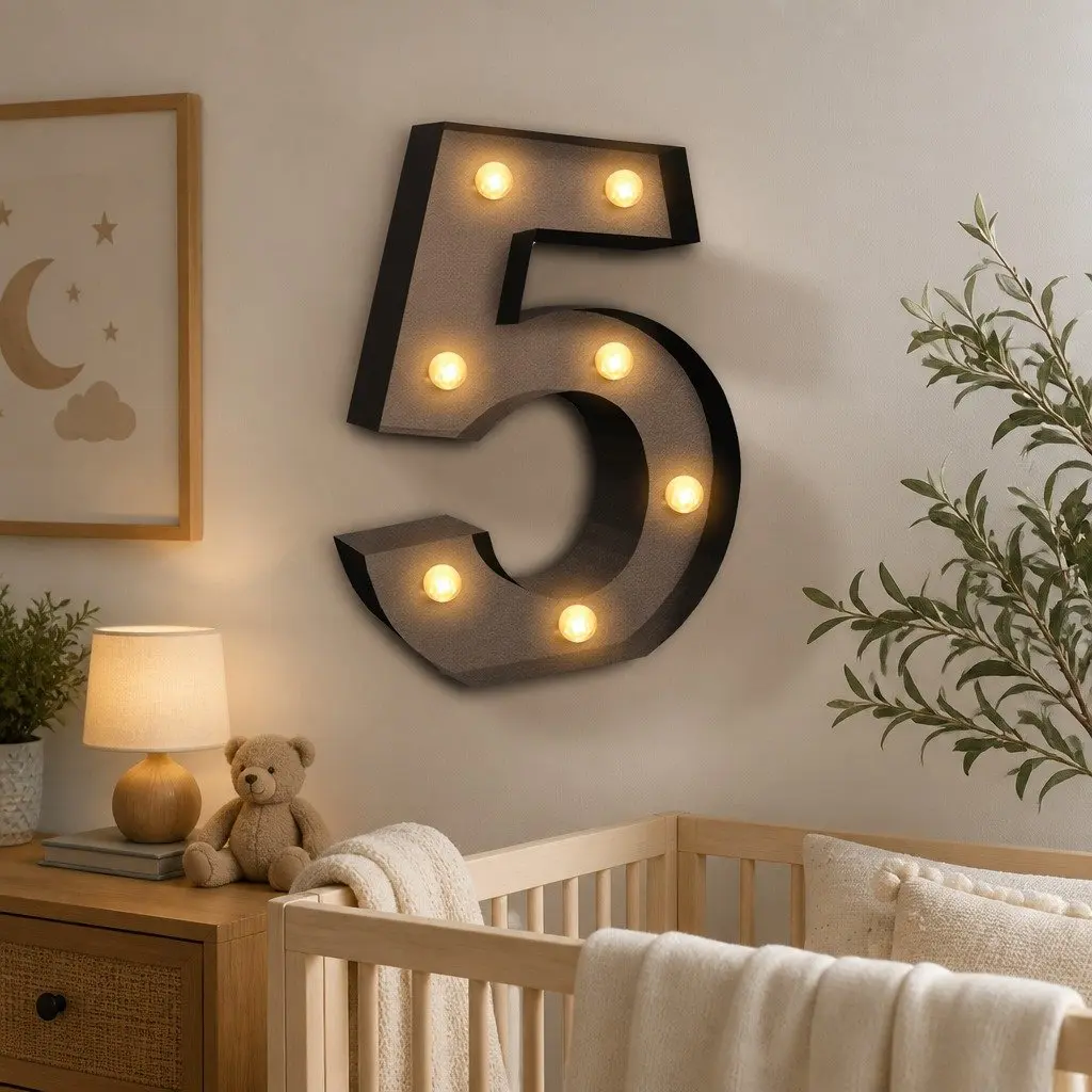 LED Metal Number Light Free Standing Marquee Display Warm Glow for Wedding Party Decoration