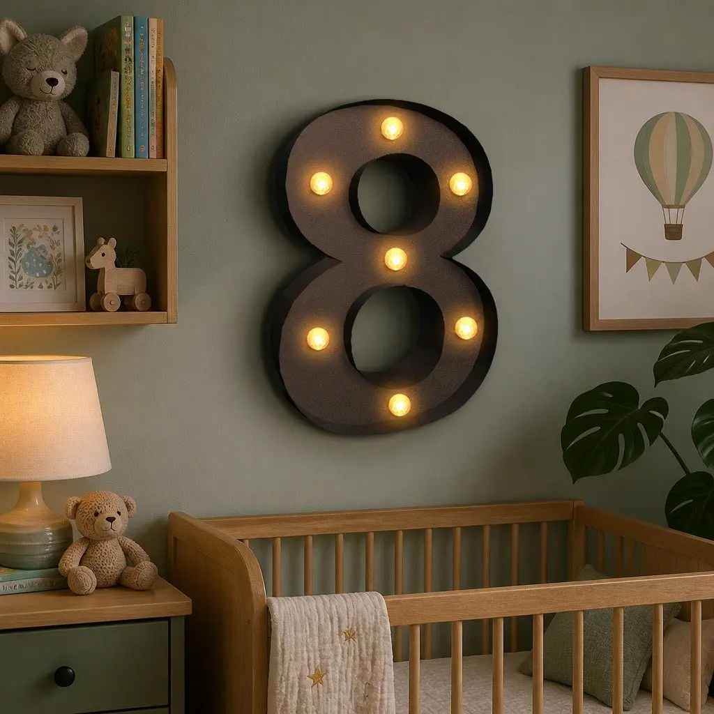 Metal LED Number Light Freestanding Warm Glow Home Decoration for Party Wedding