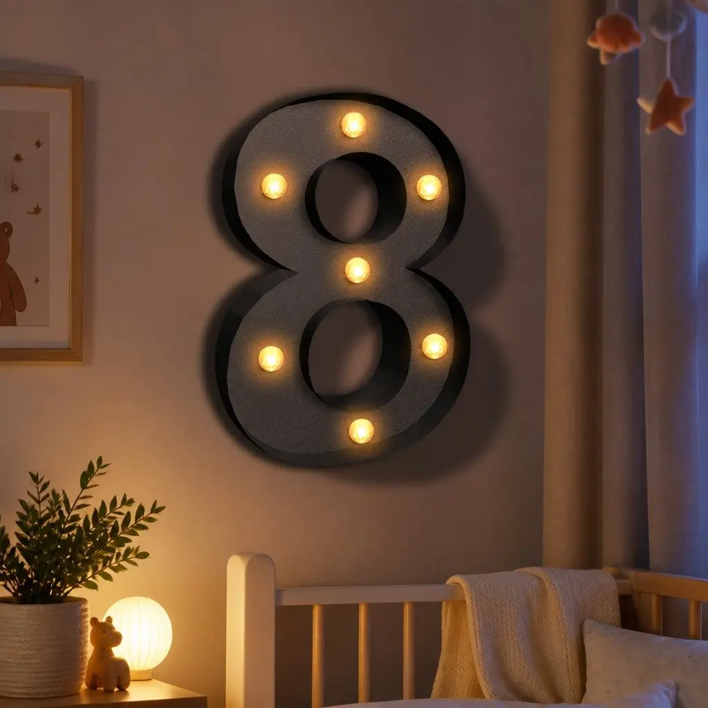Metal LED Number Light Freestanding Warm Glow Home Decoration for Party Wedding