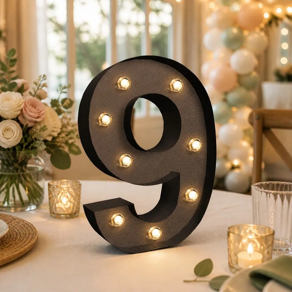 Free Standing Metal Light for Home Party Wedding Decor LED Letter and Number Display