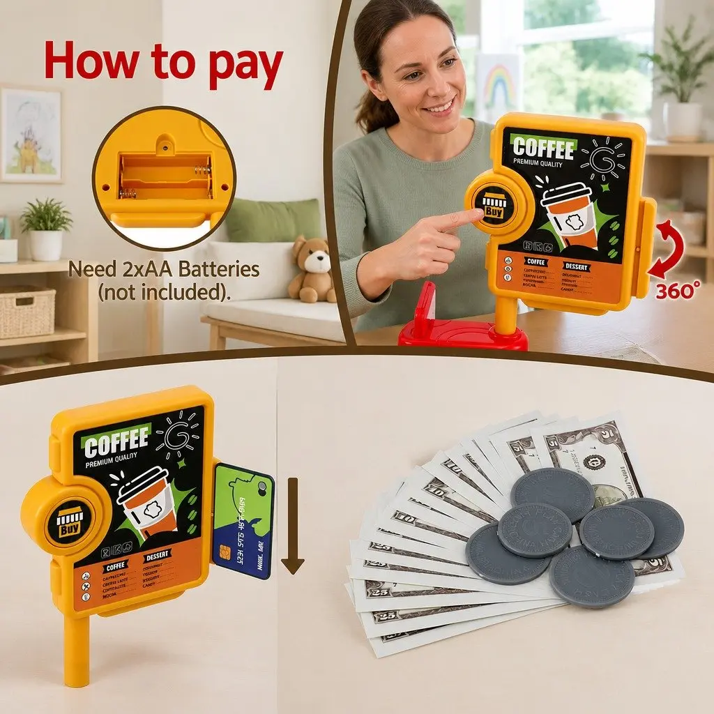 Kids Pretend Play Coffee Shop Set Plastic 44 x 13 x 20 cm Multicolour