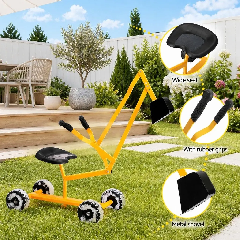 Ride On Digger Toy with Sand Water Table Outdoor Play Set Multicolour