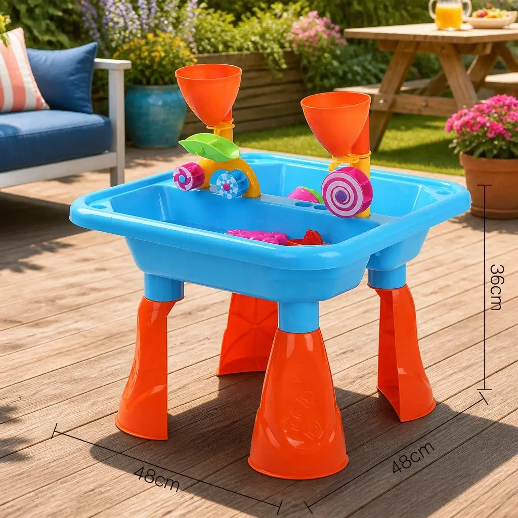 Kids Sand and Water Table Outdoor Play Set Non-toxic Plastic 48 x 48 x 36cm Multi-Coloured