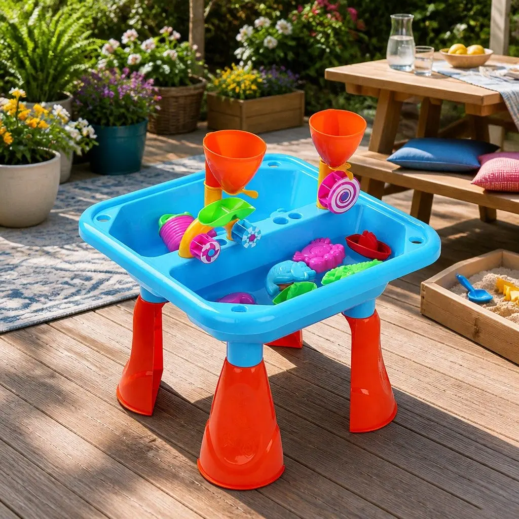 Kids Sand and Water Table Outdoor Play Set Non-toxic Plastic 48 x 48 x 36cm Multi-Coloured