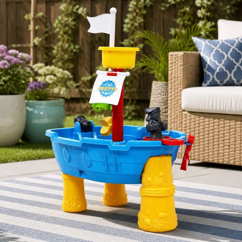 Kids Sand Water Table Outdoor Activity Toy Plastic 30cm x 46cm x 55cm Blue