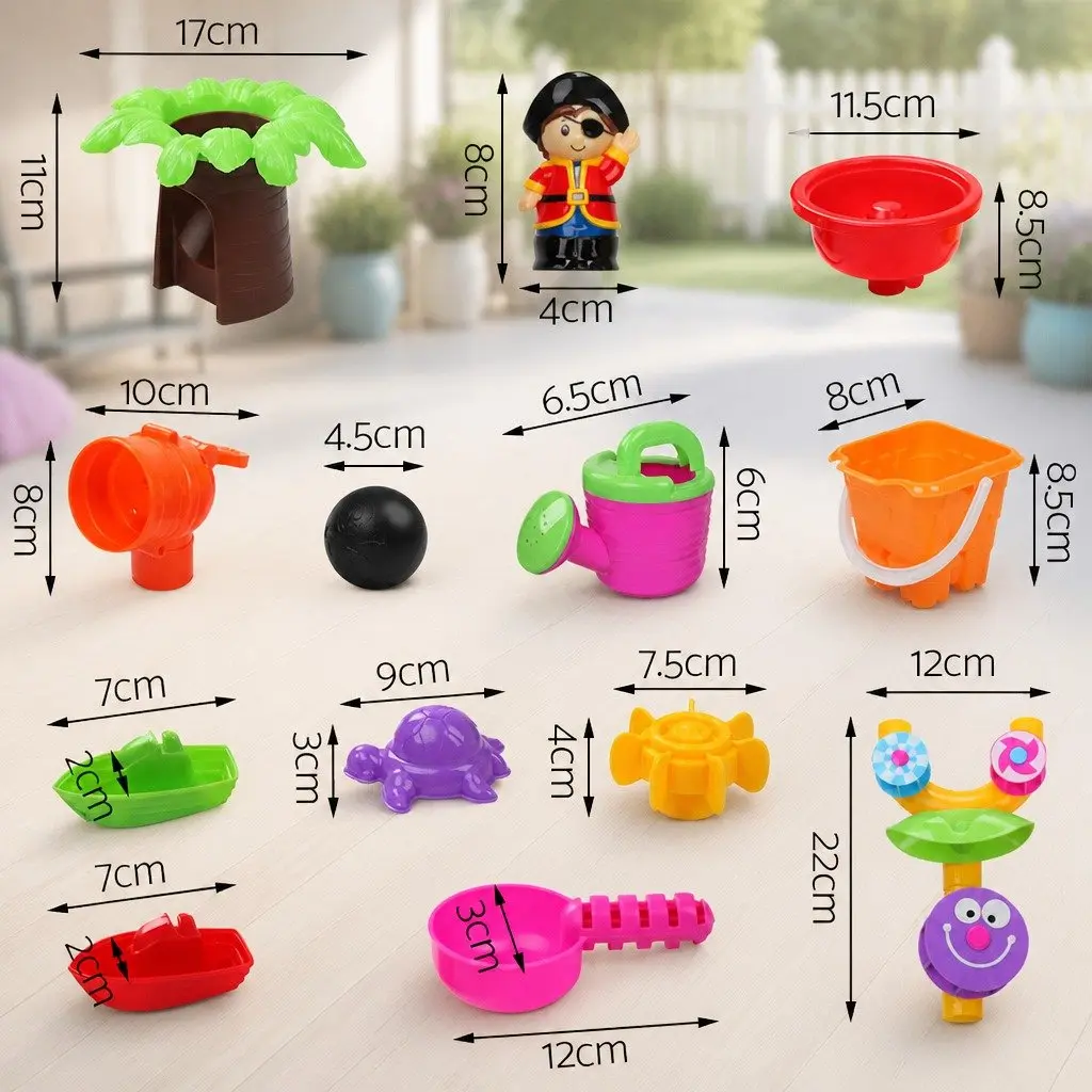 Sand Water Table Outdoor Pirate Ship Play Set Multi-coloured 60 x 38 x 28-58 cm