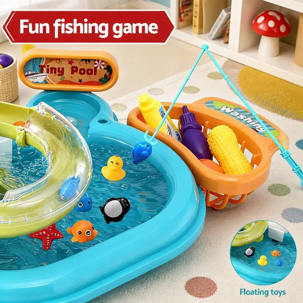 Kids Pretend Play Kitchen Sink Set Multifunctional Plastic 46 x 28 x 23 cm Multicolour