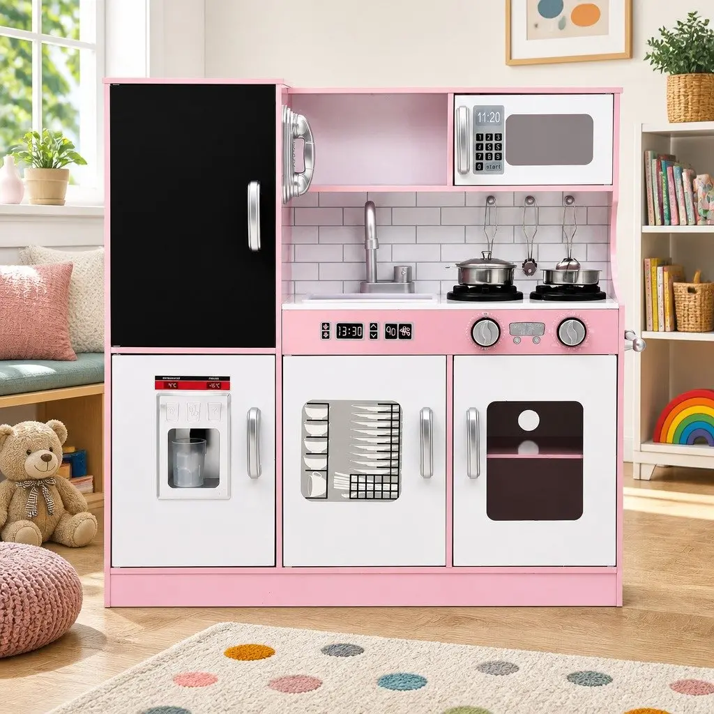 Wooden Kitchen Play Set 80CM Pink