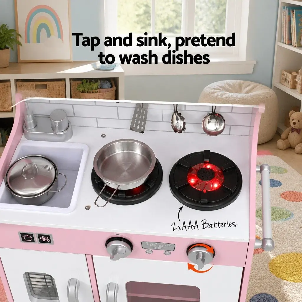 Wooden Kitchen Play Set 80CM Pink