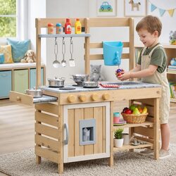 Kids Wooden Kitchen Playset for Imaginative Home Play