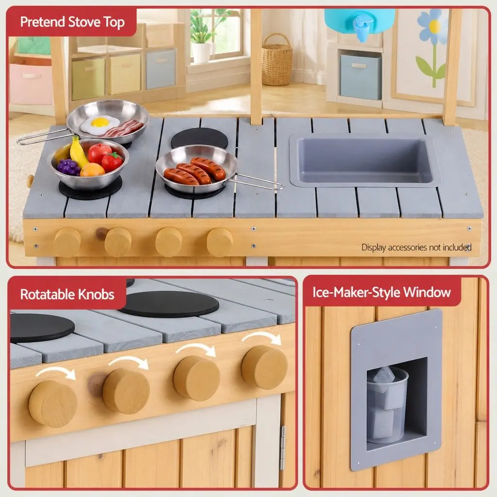 Kids Wooden Kitchen Playset for Imaginative Home Play