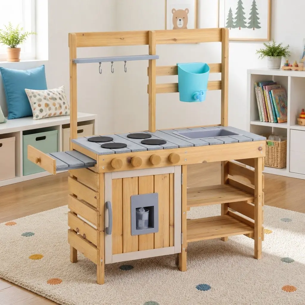 Kids Wooden Kitchen Playset for Imaginative Home Play