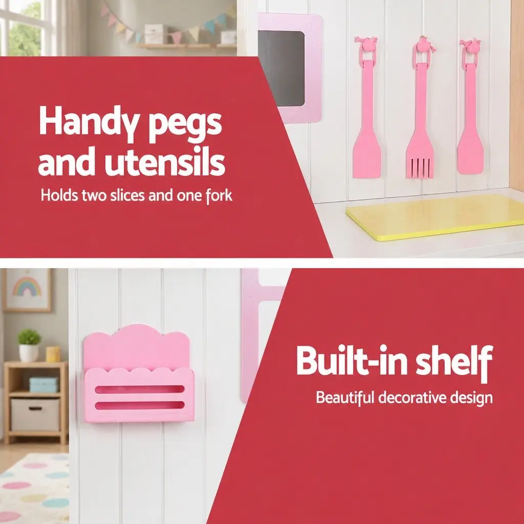Kids Wooden Kitchen Play Set Princess Role Play Cooking Pretend Toys Storage