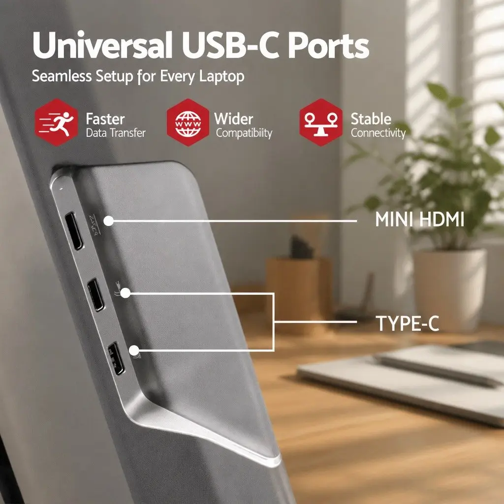 15.6 Inch Portable Monitor Dual Screen Laptop Extender USB-C HDMI Display